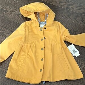 Yellow Hooded Raincoat with Flared Design